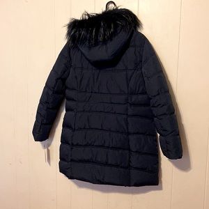Tommy Hilfiger Womens Faux Fur-Trim Hooded Puffer Coat